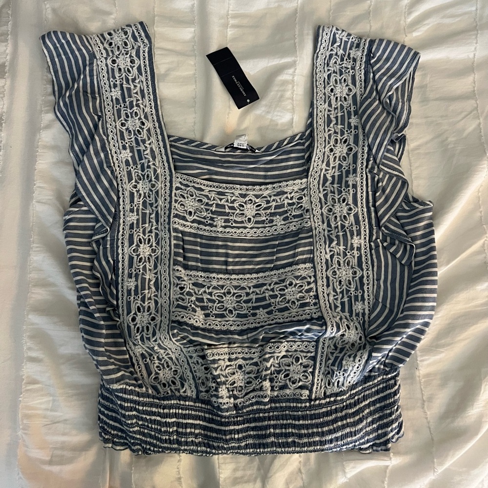 Blue and white American Eagle blouse